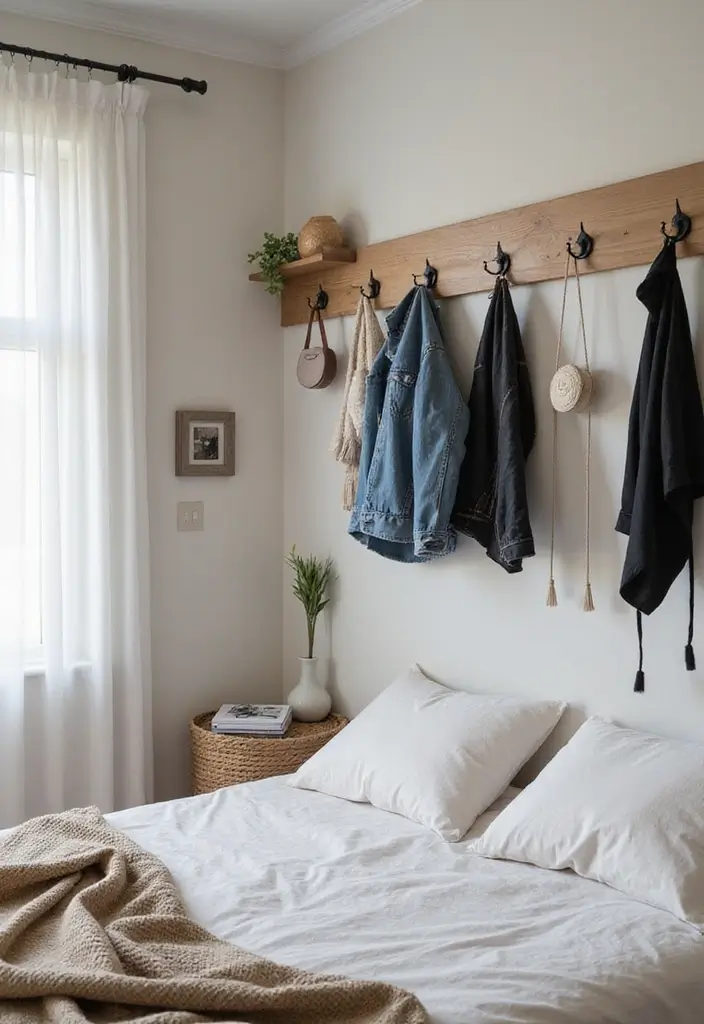 29 Mobile Home Bedroom Ideas That Feel Cozy and Clever - 17. Creative Wall Hooks
