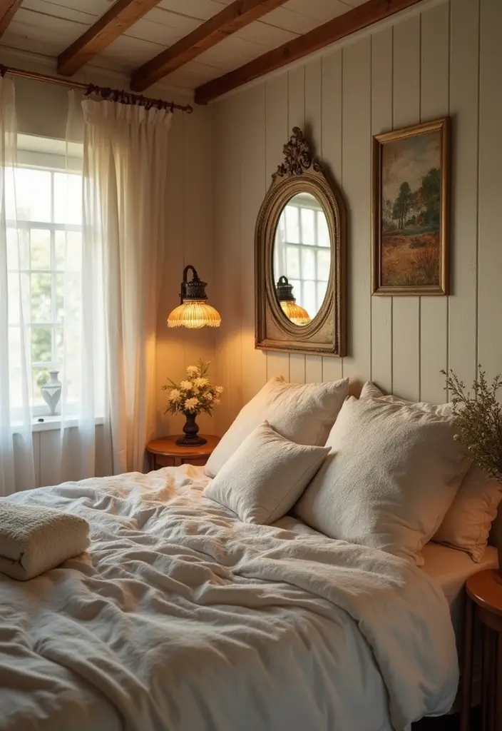 29 Mobile Home Bedroom Ideas That Feel Cozy and Clever - 18. Vintage Accents
