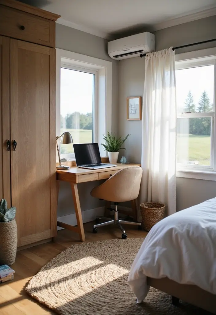 29 Mobile Home Bedroom Ideas That Feel Cozy and Clever - 23. Cozy Workspace Corner