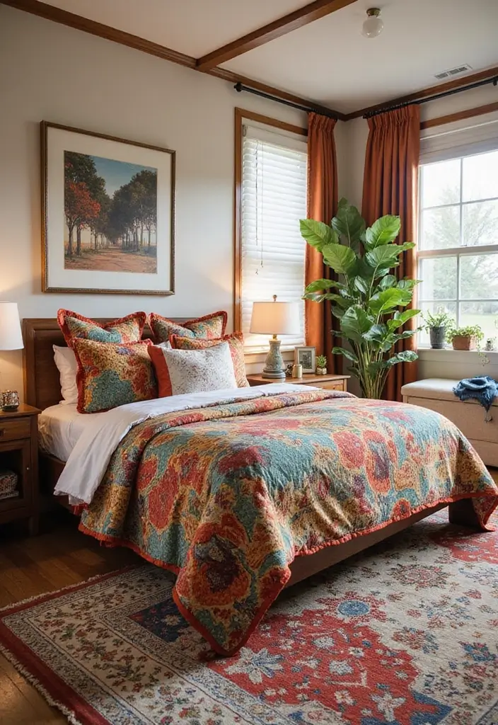 29 Mobile Home Bedroom Ideas That Feel Cozy and Clever - 24. Statement Bedding