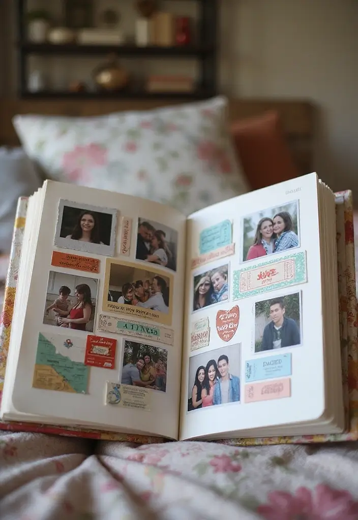 29 Romantic Bedroom Ideas for Him Birthday That Feel Personal & Cozy - 13. DIY Scrapbook of Memories