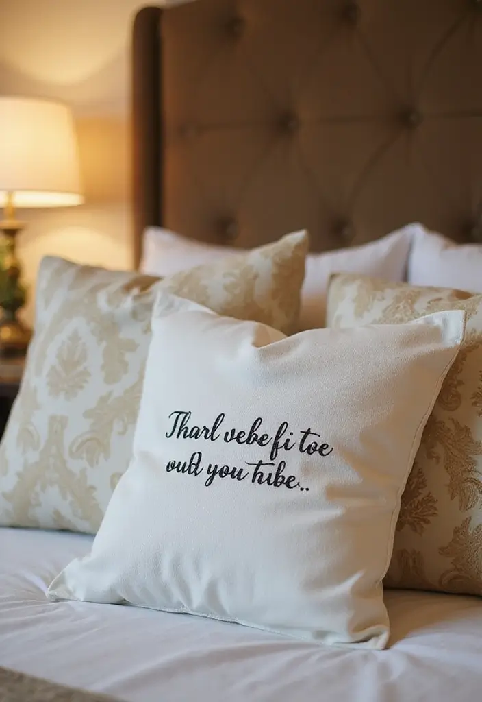 29 Romantic Bedroom Ideas for Him Birthday That Feel Personal & Cozy - 20. Customized Pillow with a Special Message