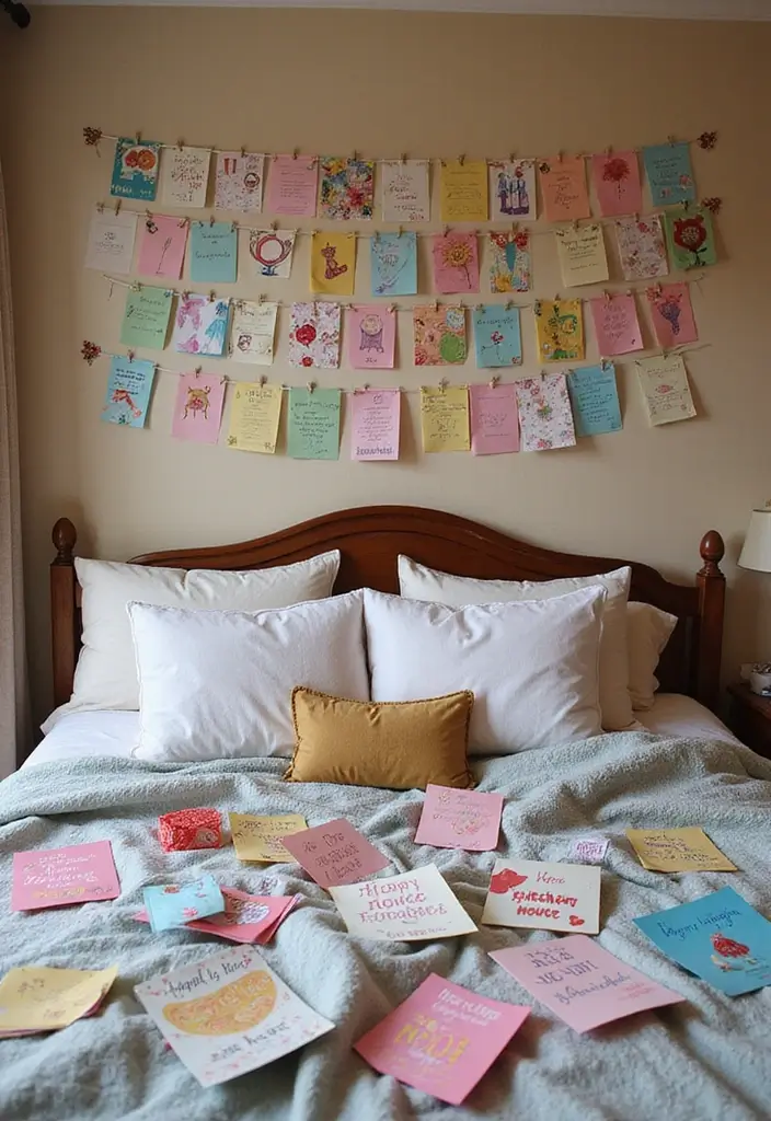 29 Romantic Bedroom Ideas for Him Birthday That Feel Personal & Cozy - 25. Birthday Cards from Friends and Family