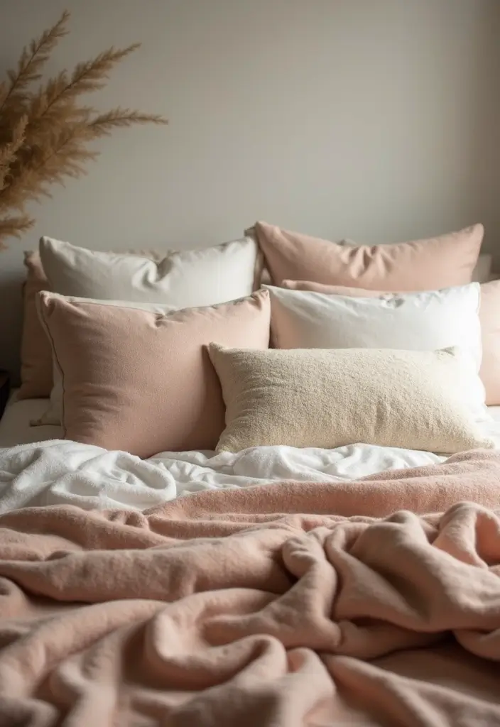 29 Romantic Bedroom Ideas for Him Birthday That Feel Personal & Cozy - 3. Cozy Bedding Layered with Soft Textures