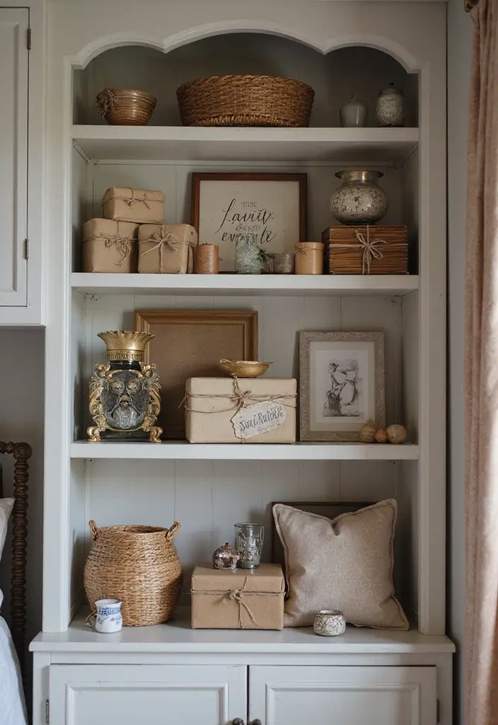 29 Romantic Bedroom Ideas for Him Birthday That Feel Personal & Cozy - 9. Vintage or Personalized Gifts Display