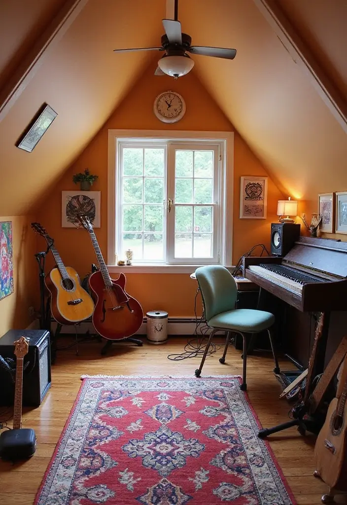30 Attic Bedroom Ideas for Kids That Feel Magical and Fun - 21. Music Studio