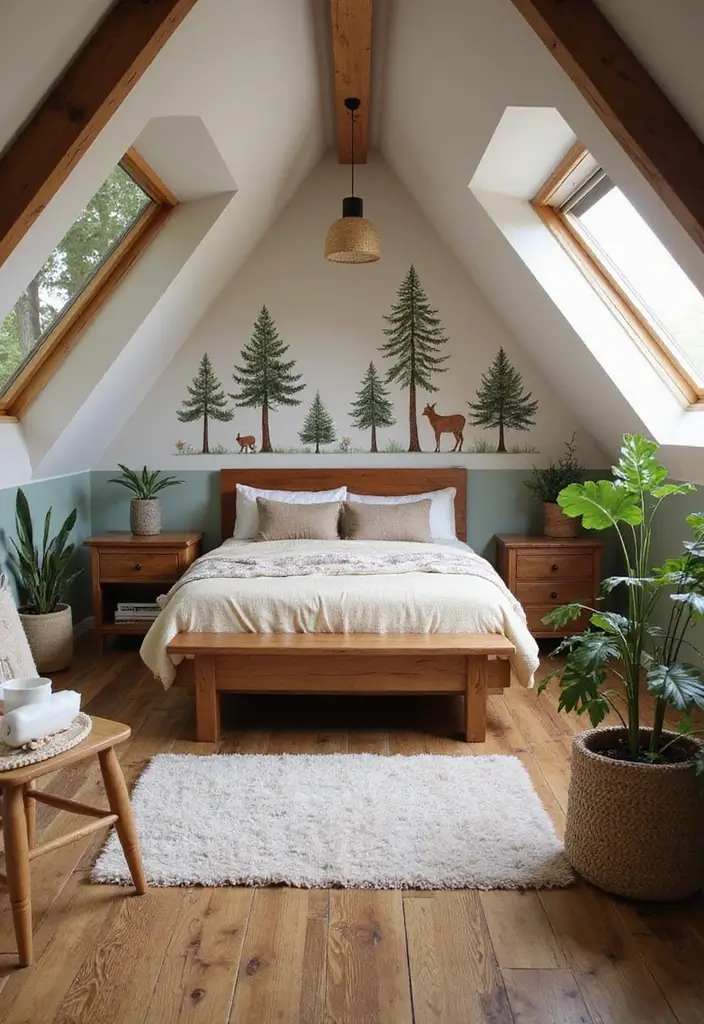 30 Attic Bedroom Ideas for Kids That Feel Magical and Fun - 3. Nature Retreat