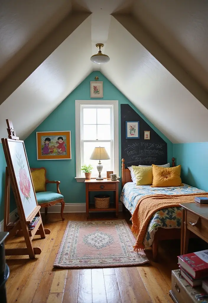 30 Attic Bedroom Ideas for Kids That Feel Magical and Fun - 4. Artistic Haven