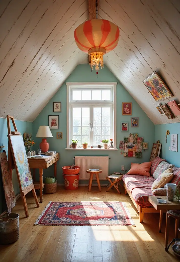 30 Attic Bedroom Ideas for Kids That Feel Magical and Fun - 9. Magical Art Studio