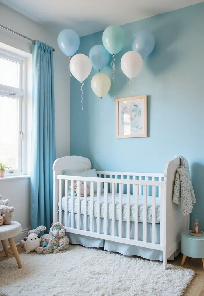 30 Baby Boys Bedroom Ideas That Are Cute Calm & Cozy - 15. Balloon Fiesta
