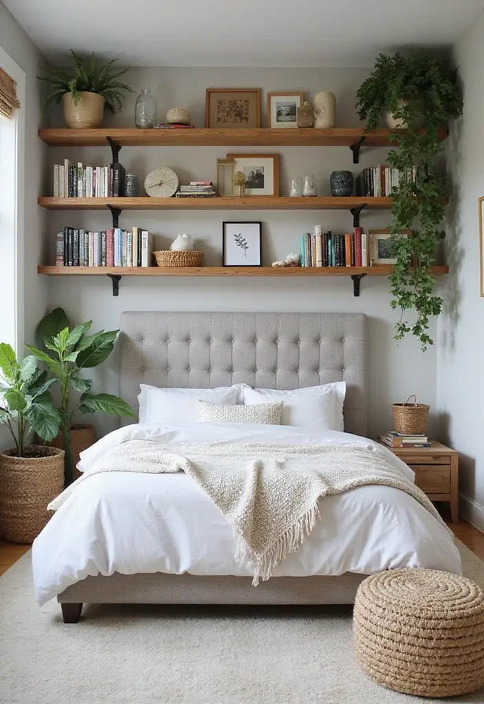 30 Basement Bedroom Ideas on a Budget That Look Expensive - 21. Open Shelving Solutions