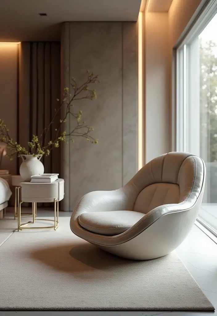 30 Bedroom Chair Ideas for a Luxe & Relaxing Master Suite - 18. Futuristic Chair