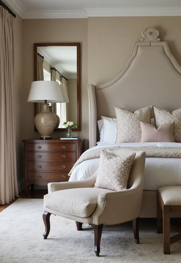 30 Bedroom Chair Ideas for a Luxe & Relaxing Master Suite - 19. High-Back Dining Chair