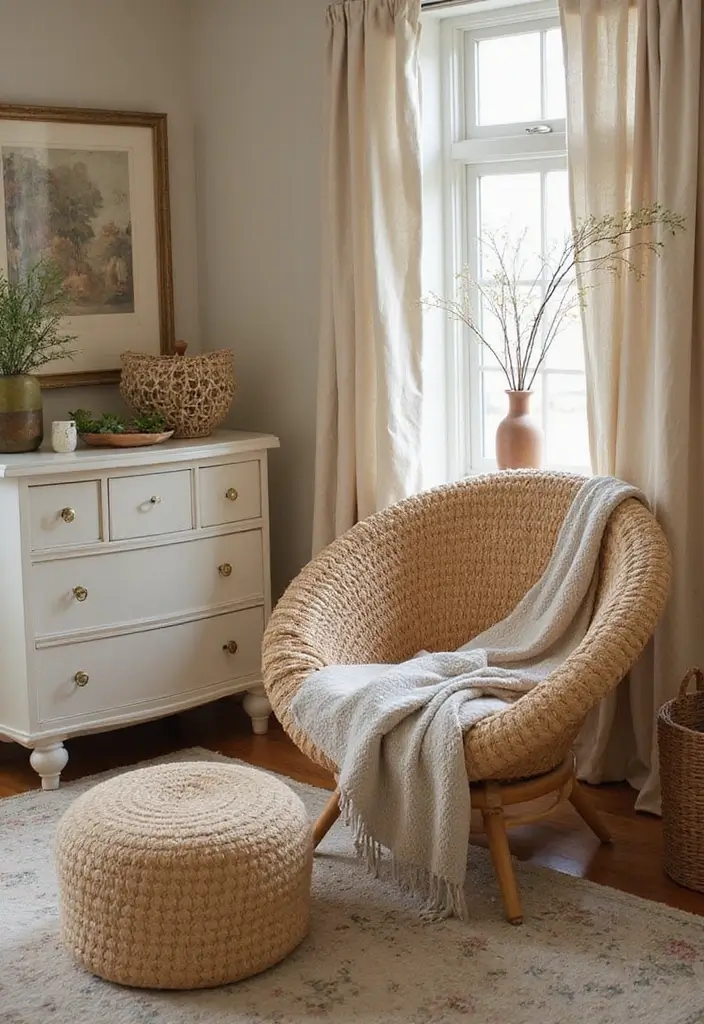 30 Bedroom Chair Ideas for a Luxe & Relaxing Master Suite - 23. Woven Chair