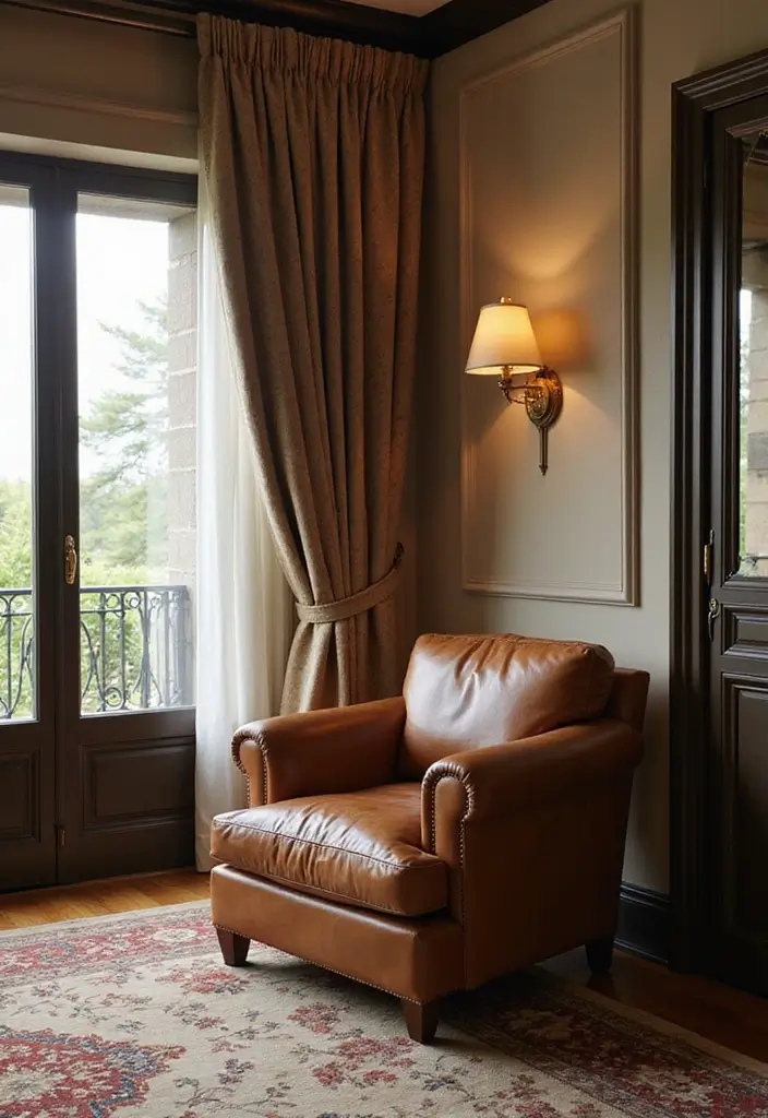 30 Bedroom Chair Ideas for a Luxe & Relaxing Master Suite - 24. Leather Club Chair