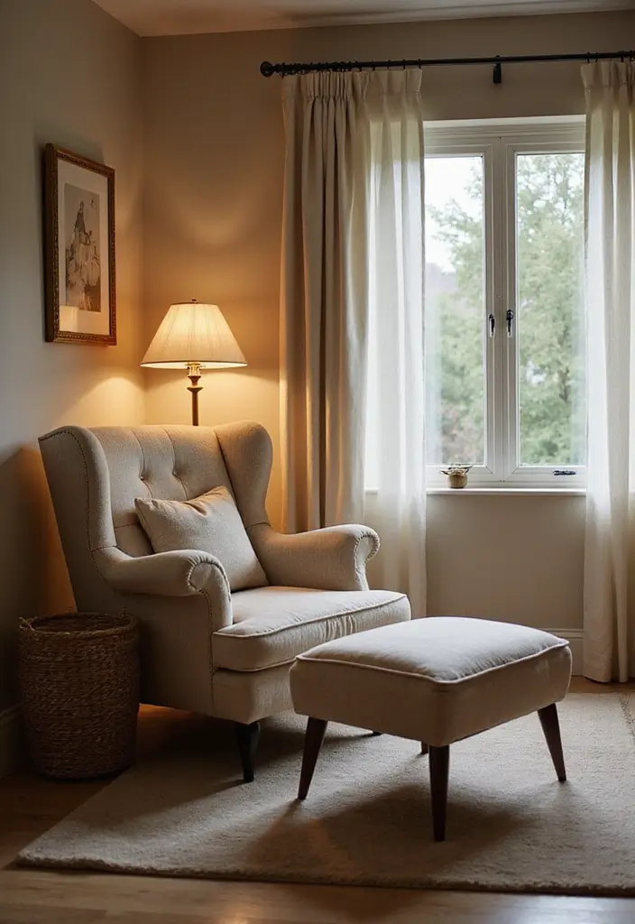 30 Bedroom Chair Ideas for a Luxe & Relaxing Master Suite - 3. Cozy Reading Chair with Ottoman