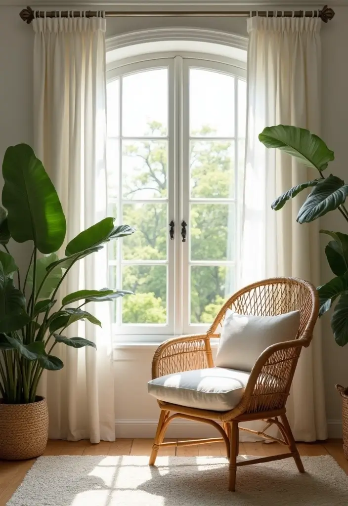 30 Bedroom Chair Ideas for a Luxe & Relaxing Master Suite - 4. Rattan Chair