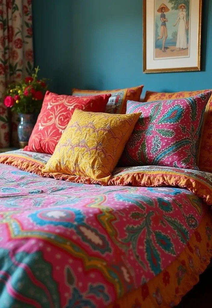 30 Bedroom Design Ideas for Women That Blend Chic and Comfort - 28. Embrace Colorful Bedding