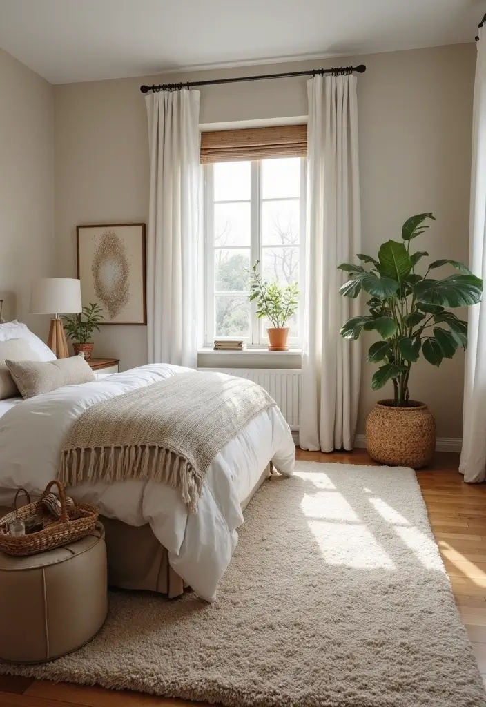 30 Bedroom Design Ideas for Women That Blend Chic and Comfort - 29. Emphasize Comfort with Thick Rugs