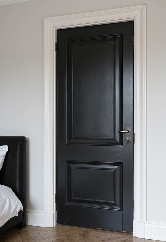 30 Bedroom Door Painting Ideas Creative & Unique - 16. Elegant Monochrome
