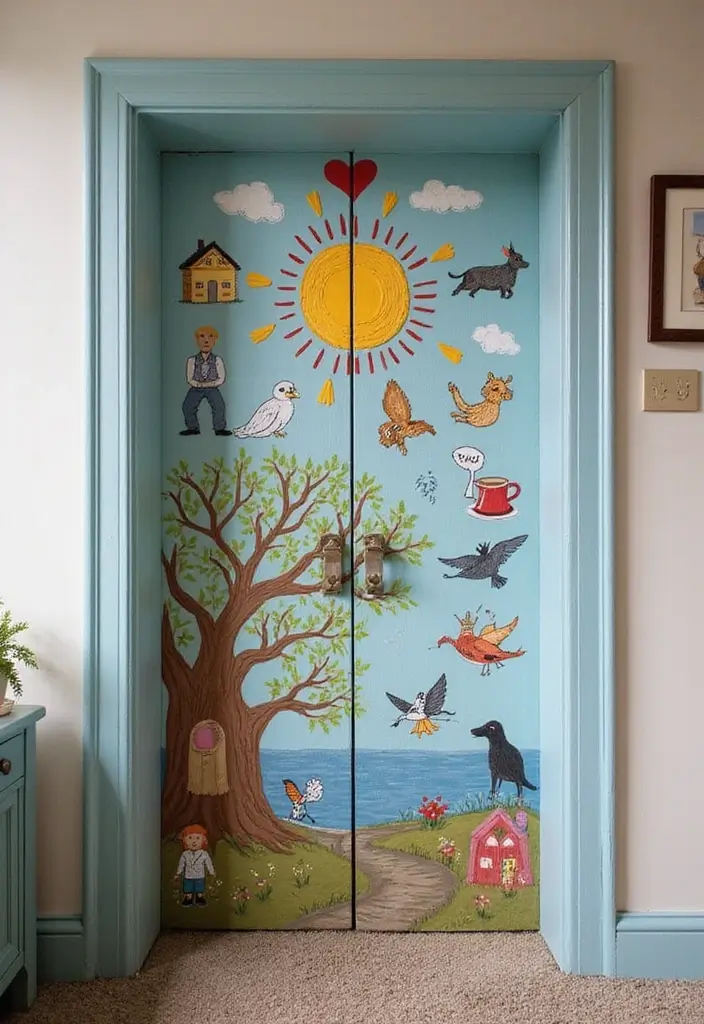 30 Bedroom Door Painting Ideas Creative & Unique - 17. Personal Storytelling