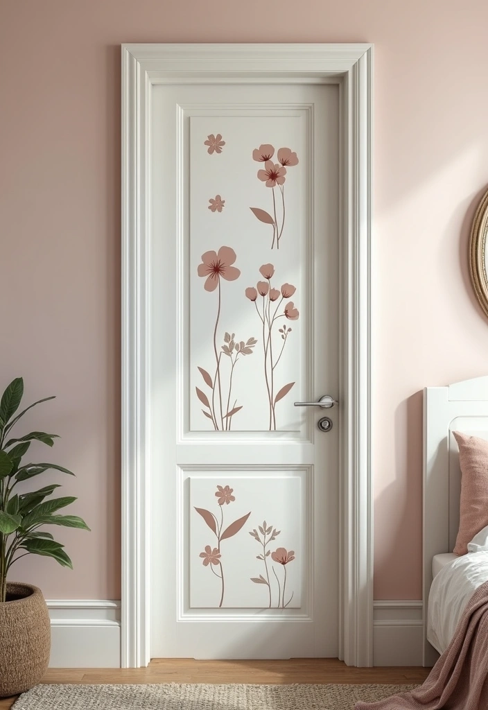 30 Bedroom Door Painting Ideas Creative & Unique - 18. Artsy Stencils