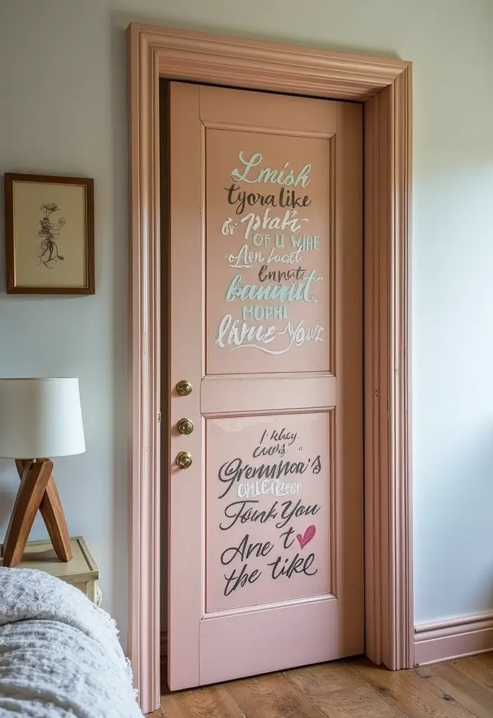 30 Bedroom Door Painting Ideas Creative & Unique - 19. Inspirational Quotes