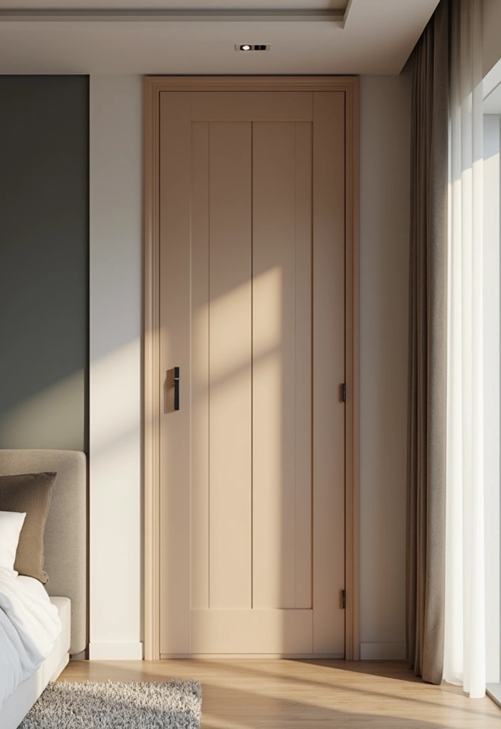 30 Bedroom Door Painting Ideas Creative & Unique - 21. Minimalist Lines