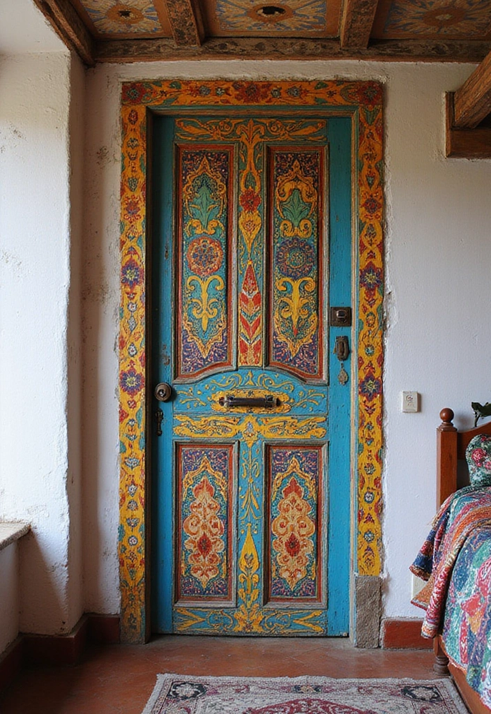 30 Bedroom Door Painting Ideas Creative & Unique - 22. Bohemian Vibes