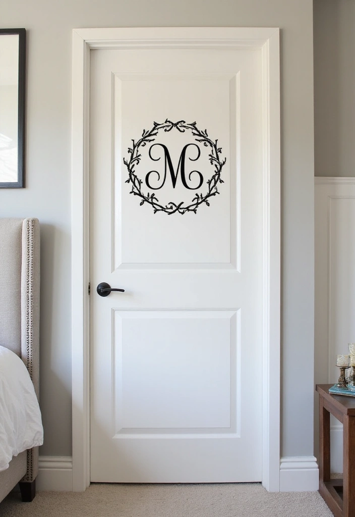 30 Bedroom Door Painting Ideas Creative & Unique - 23. Cool Monograms