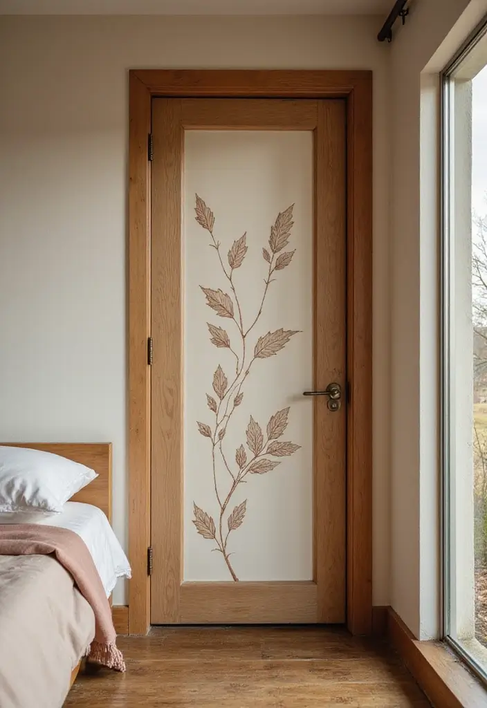 30 Bedroom Door Painting Ideas Creative & Unique - 27. Nature's Palette