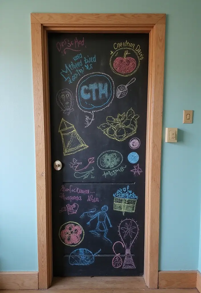 30 Bedroom Door Painting Ideas Creative & Unique - 4. Chalkboard Paint Fun