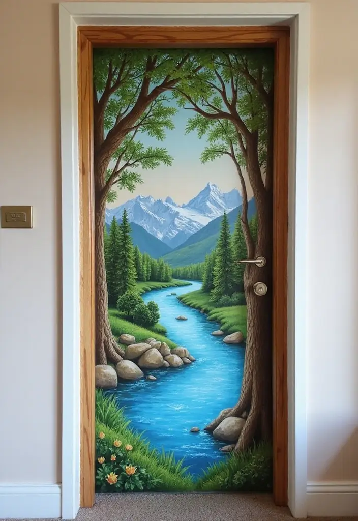 30 Bedroom Door Painting Ideas Creative & Unique - 8. Artistic Murals
