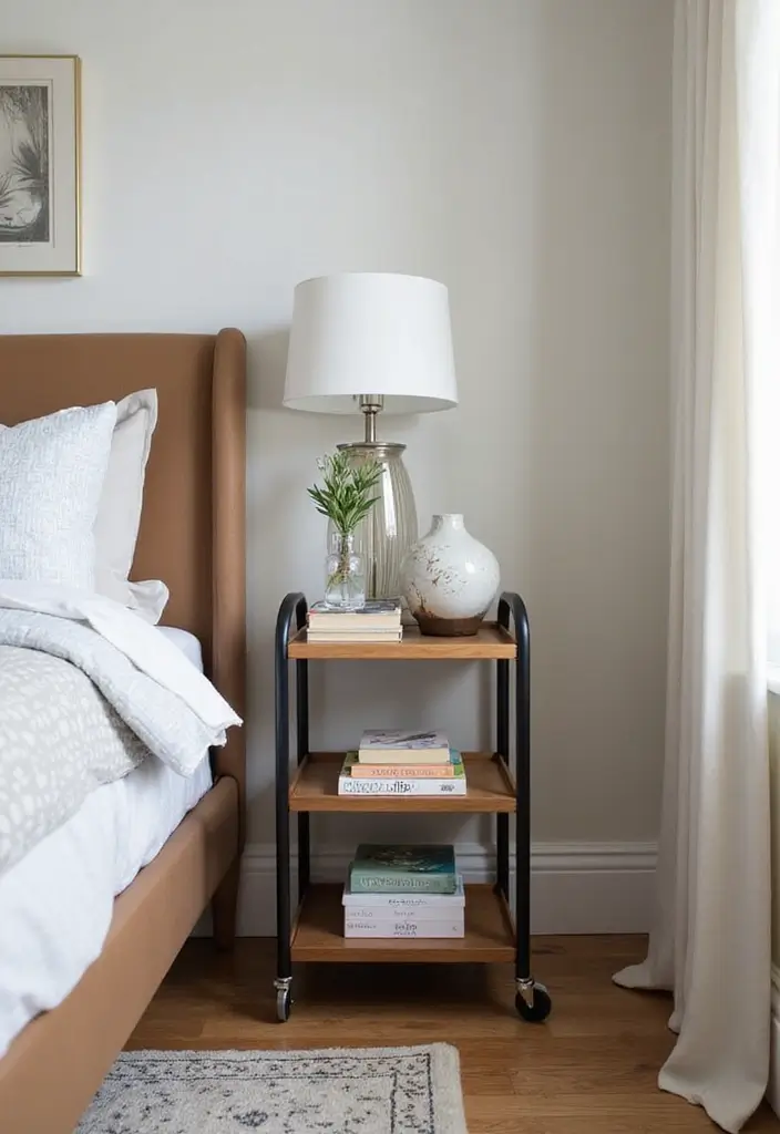 30 Bedroom Ideas for Small Spaces That Maximize Function & Style - 13. Bedside Carts