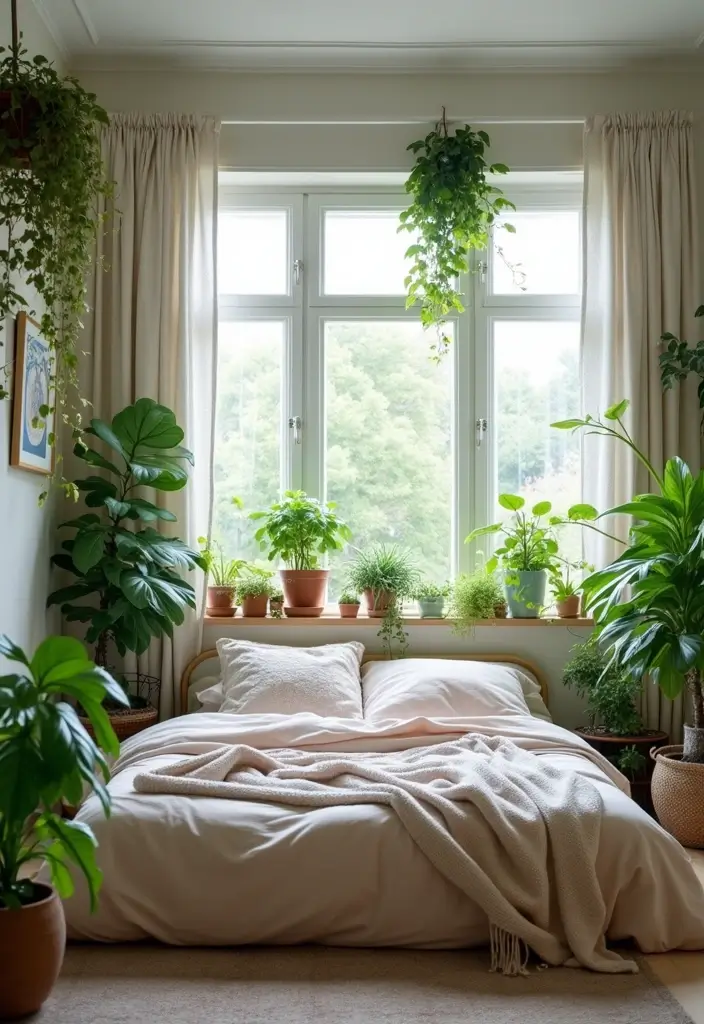 30 Bedroom Ideas for Small Spaces That Maximize Function & Style - 17. Plants for Freshness