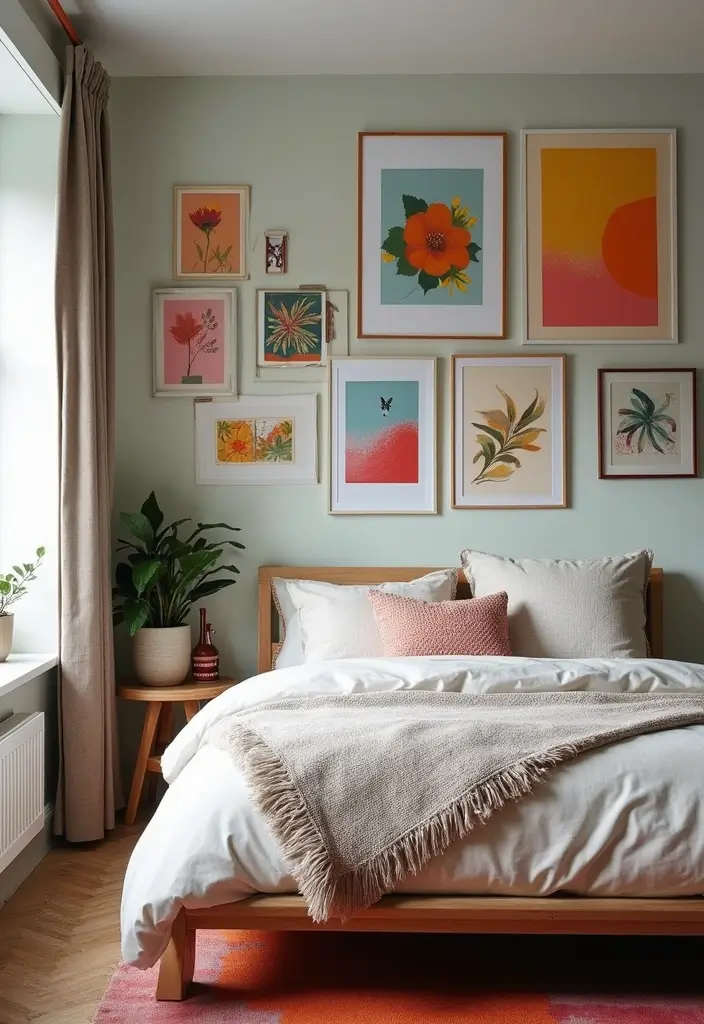 30 Bedroom Ideas for Small Spaces That Maximize Function & Style - 22. Creative Wall Art