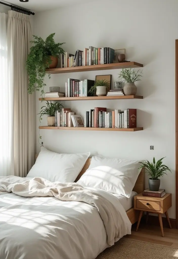30 Bedroom Ideas for Small Spaces That Maximize Function & Style - 4. Vertical Shelving