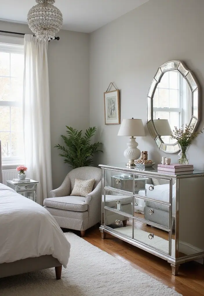30 Bedroom Ideas for Small Spaces That Maximize Function & Style - 6. Mirrored Furniture