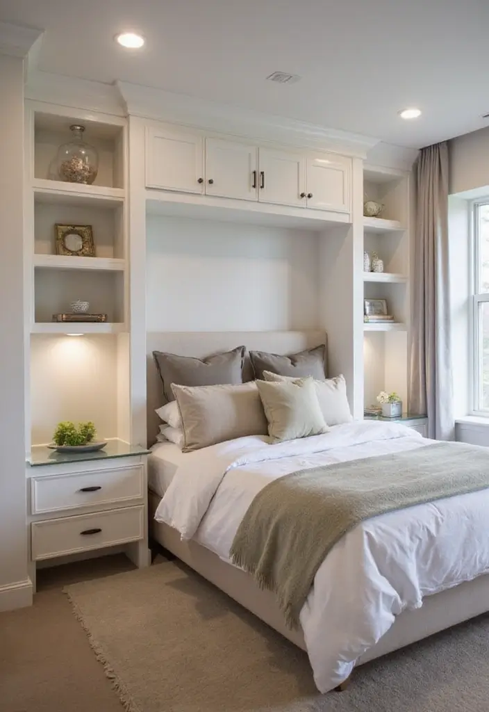 30 Bedroom Set Up Ideas That Make Small Rooms Feel Big - 15. Built-in Bedside Tables