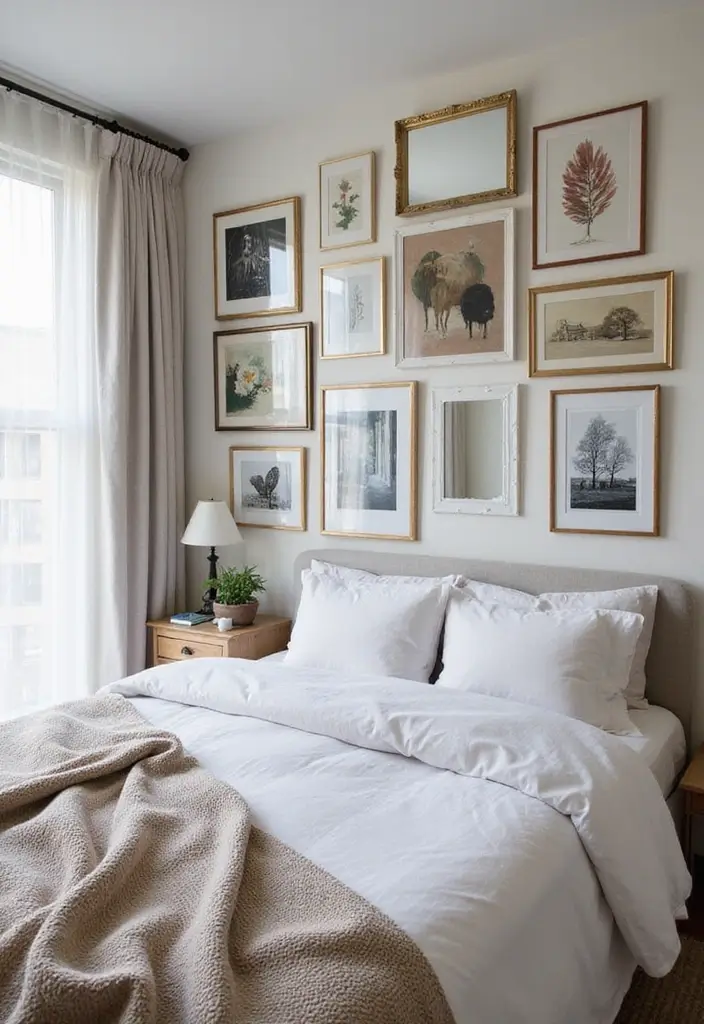 30 Bedroom Set Up Ideas That Make Small Rooms Feel Big - 17. Personalized Gallery Walls