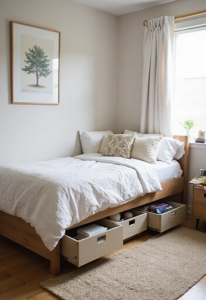 30 Bedroom Set Up Ideas That Make Small Rooms Feel Big - 20. Under-Bed Storage Options