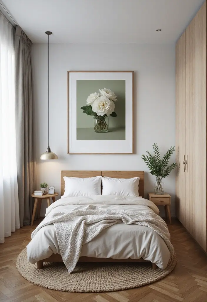 30 Bedroom Set Up Ideas That Make Small Rooms Feel Big - 22. Using Wall Art to Direct Attention