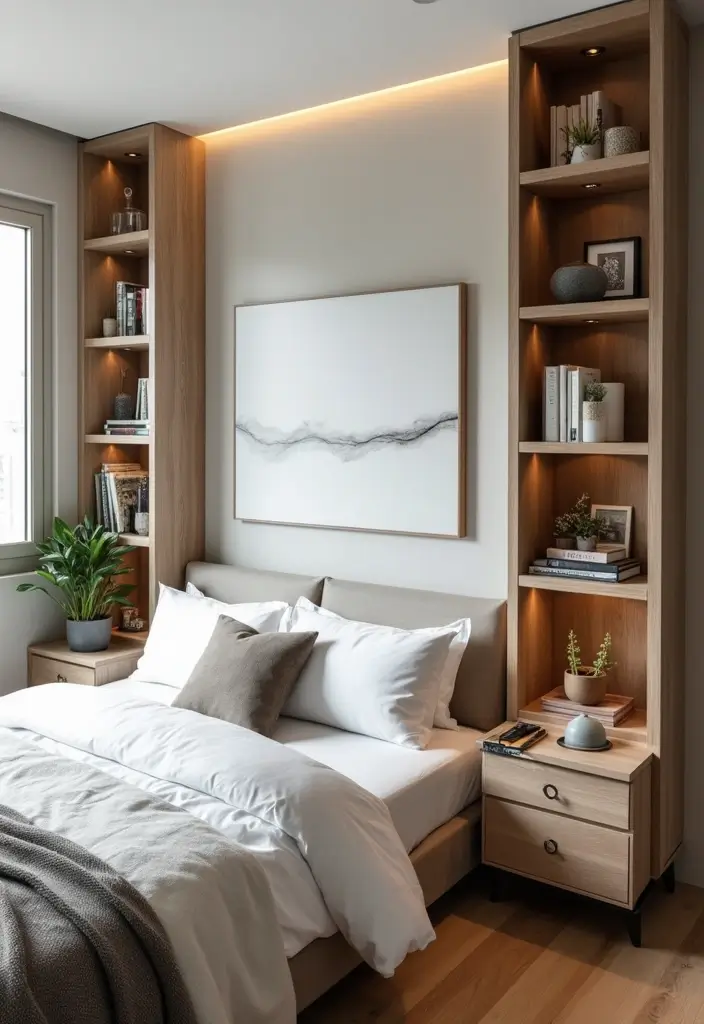 30 Bedroom Set Up Ideas That Make Small Rooms Feel Big - 4. Vertical Storage Solutions