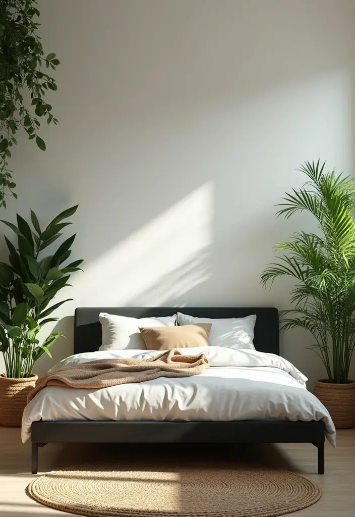 30 Black Bed Frame Bedroom Ideas That Look Strong & Stylish - 11. Green Oasis