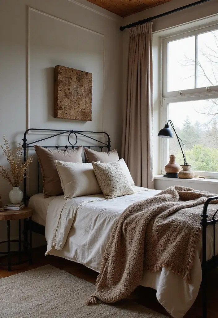 30 Black Bed Frame Bedroom Ideas That Look Strong & Stylish - 12. Textured Layers