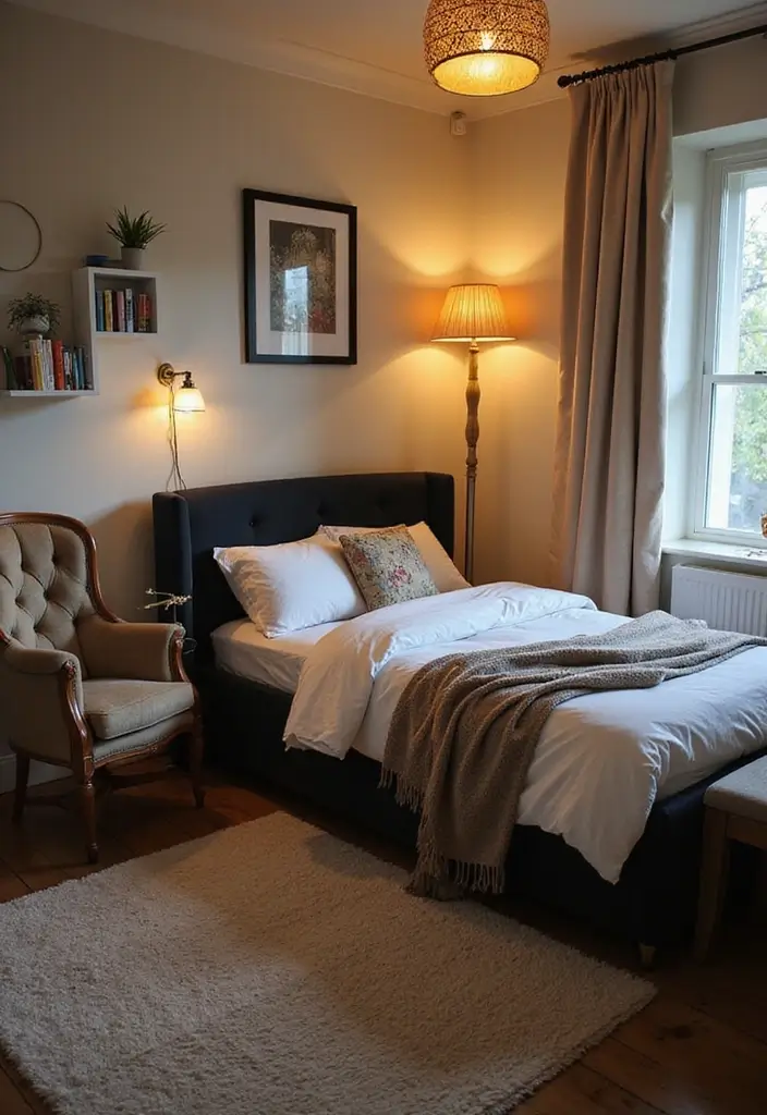 30 Black Bed Frame Bedroom Ideas That Look Strong & Stylish - 16. Cozy Nook