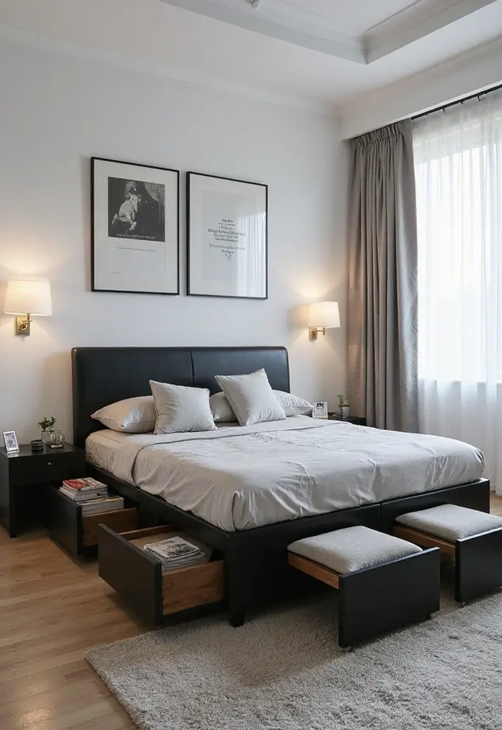 30 Black Bed Frame Bedroom Ideas That Look Strong & Stylish - 29. Customizable Inputs