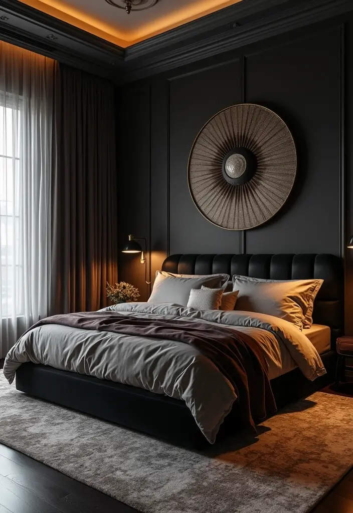 30 Black Bed Frame Bedroom Ideas That Look Strong & Stylish - 8. Elegant Luxury Suite