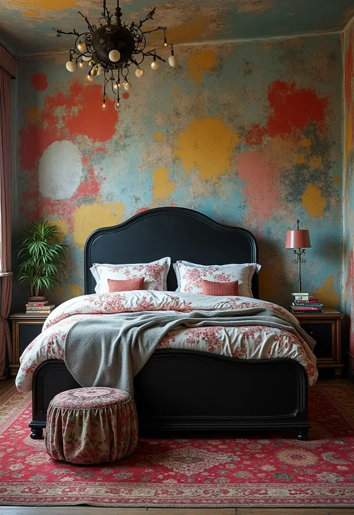 30 Black Bed Frame Bedroom Ideas That Look Strong & Stylish - 9. Eclectic Mix and Match