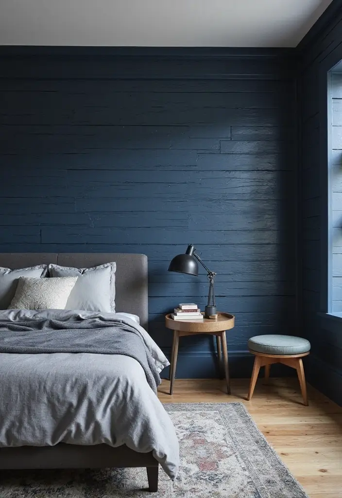 30 Blue and Black Bedroom Ideas That Mix Cool and Confidence - 11. Textured Walls